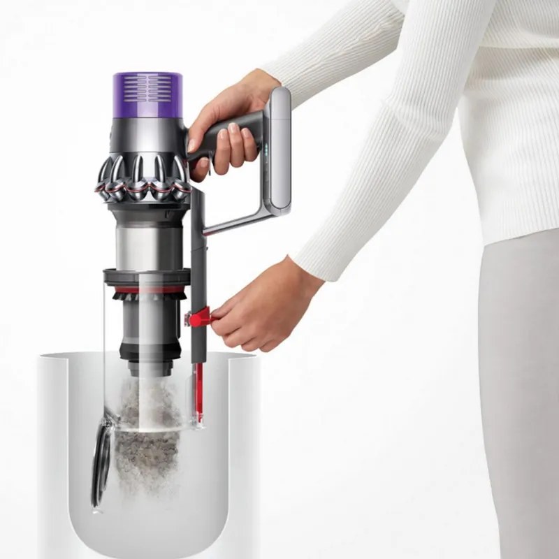 Aspirator vertical Dyson Cyclone V10 Absolute 448883-01, 150AW, 125.000 rpm, 0,77 l, 60 min, 3 moduri, 2 Tier Cyclone™, HEPA, silențios, golire igienică, fără încurcături, nichel/portocaliu