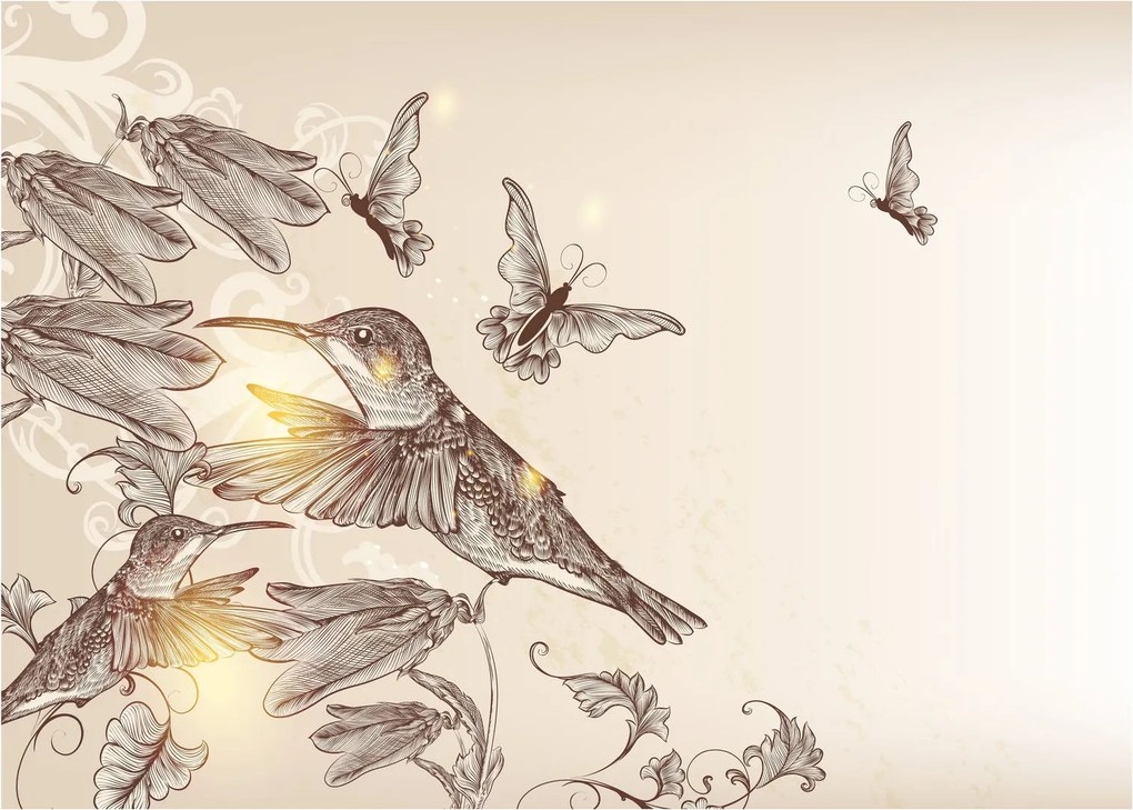 Tablou pe sticlă - Colibri (70x50 cm)