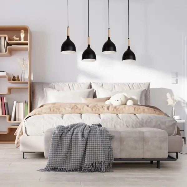 Lustră pe cablu NOAK WOOD 4xE27/60W/230V