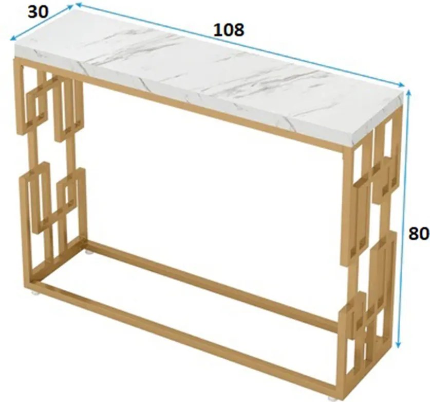 Consola Asia din metal auriu,108x80x30 cm