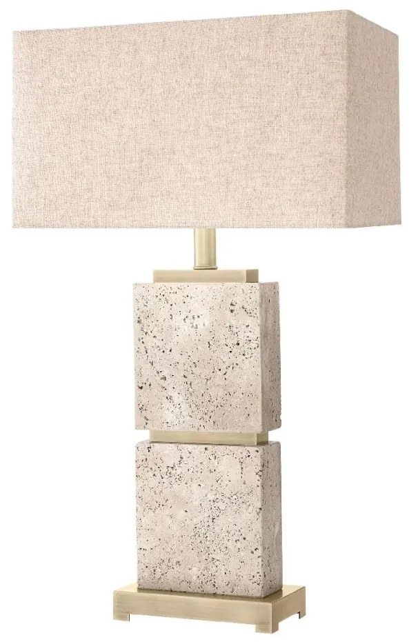 Veioza, Lampa de masa LUX cu baza din travertin Newton