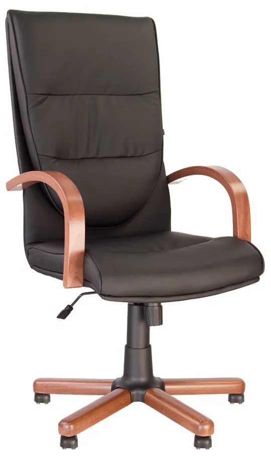 Scaun de birou Credo Extra, cadru si brate din lemn 1.031, piele ecologica, negru