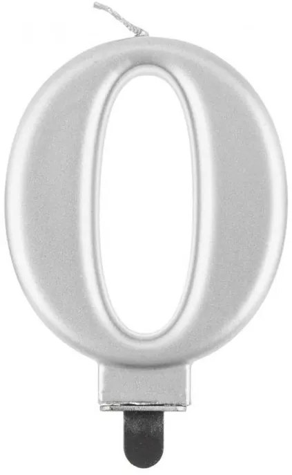 Numere Metallic Lumânare de număr argintiu 0, lumânare de tort