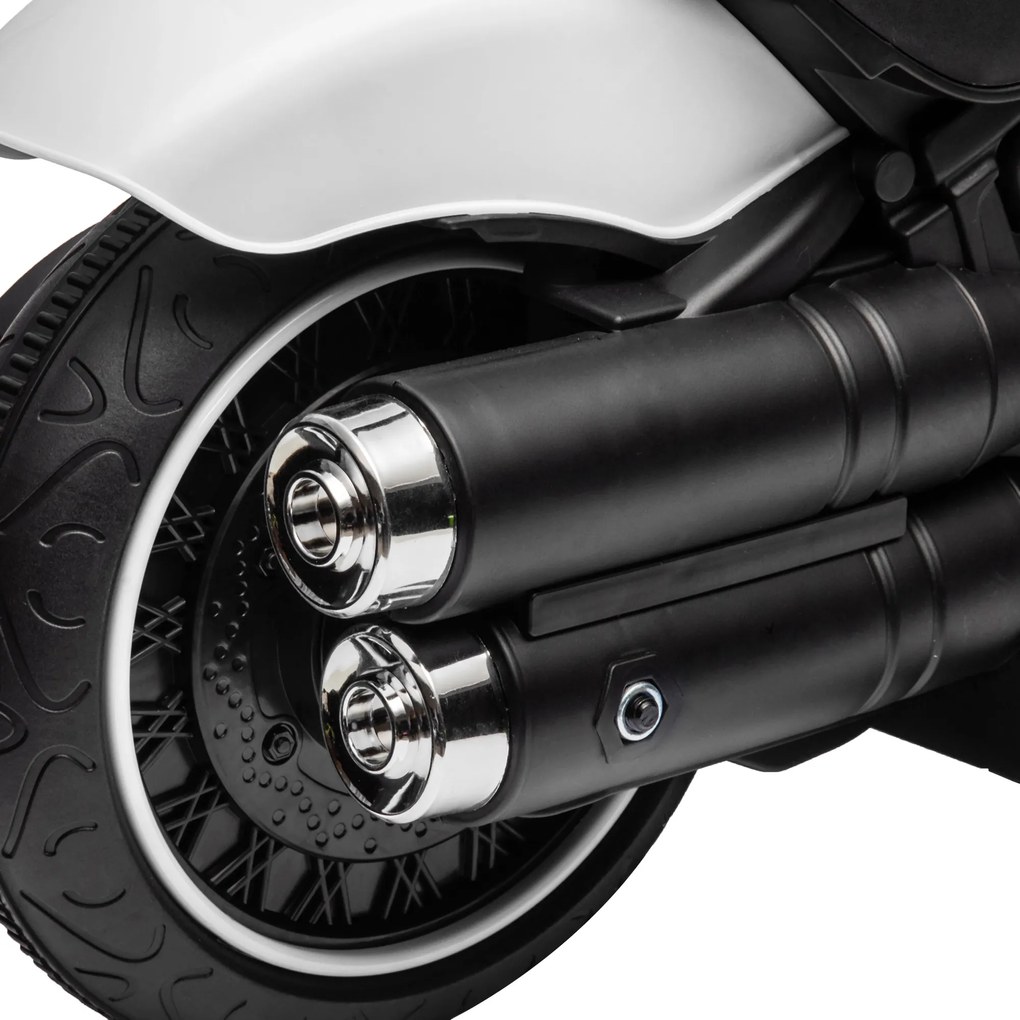 HOMCOM Motocicletă electrică pentru copii 3 km/h 6V cu far cu LED 2 roți de antrenament de la 18 la 36 luni cu motor puternic alb | Aosom Romania