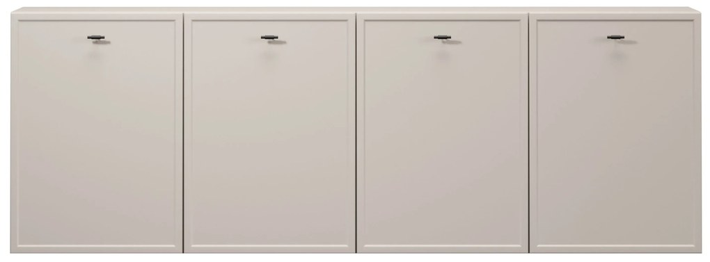 Comodă suspendată cu patru uși Lorini 200 cm - cașmir / mânere negre T-bar