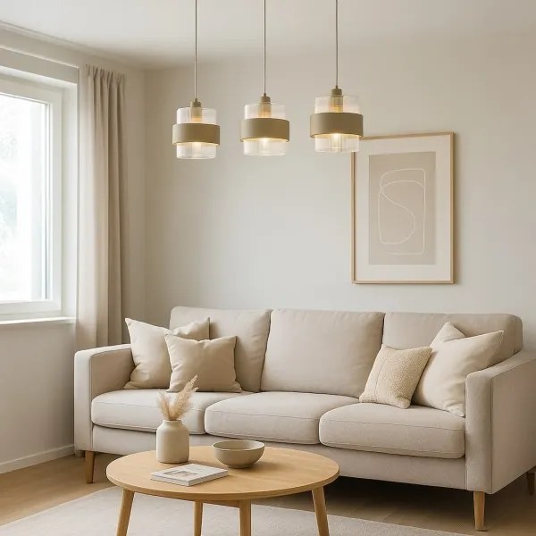 Candelabru suspendat pe cablu VALENTINO 3xE27/15W/230V bej/transparent