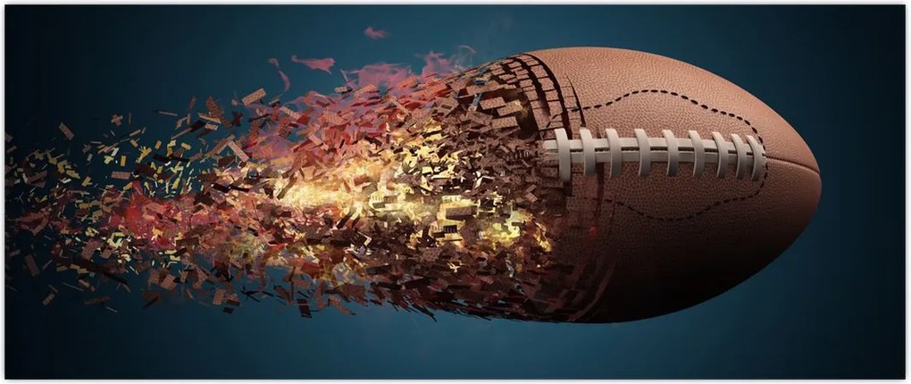 Tablou - Minge de ruggby în acțiune (120x50 cm)