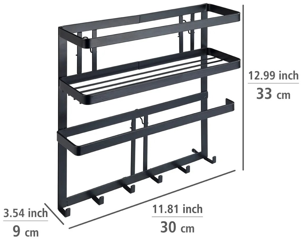 Wenko Raft multifuncțional de bucătărie cu cârligeGala, 33 x 9 x 30 cm