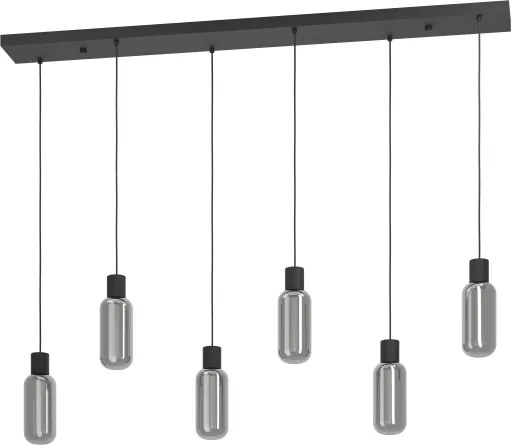 Eglo 901006 - Lustru suspendat cu cablu MAIONE, 6x E27/4W/230V, negru/fumuriu