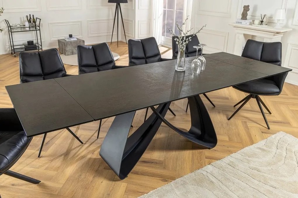 Masa Extensibila cu Blat Ceramic, Negru, INFINITY 180-220-260cm