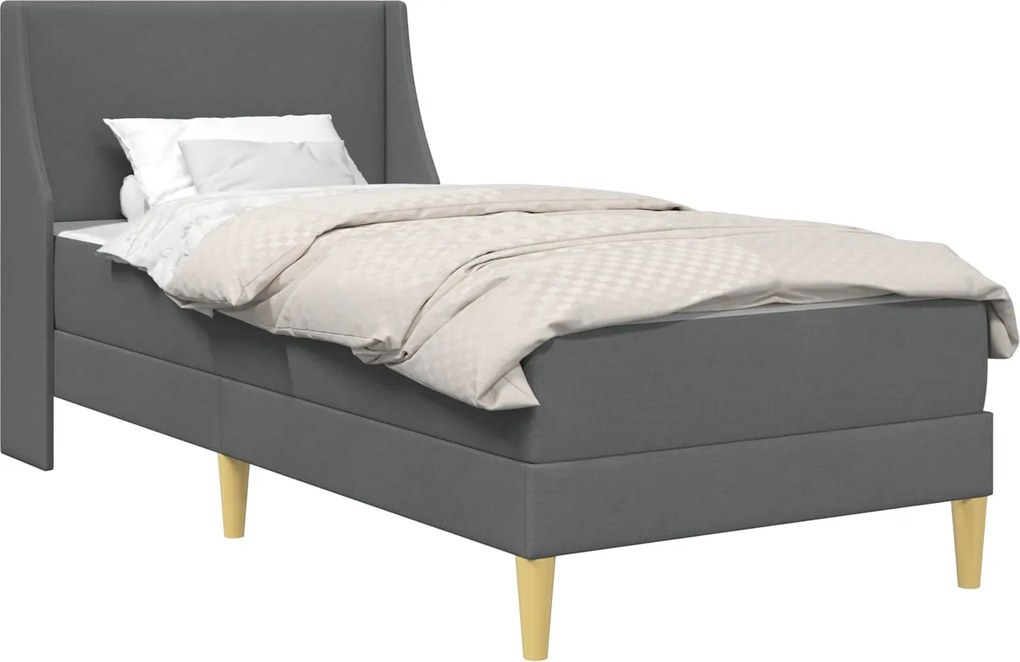 vidaXL Cadru de pat cu saltea Gri închis 100 x 200 cm Poliester