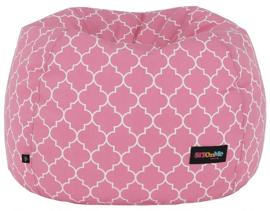 Fotoliu tip sac, roz/alb cu model, GOMBY