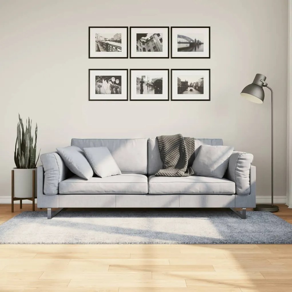 vidaXL Covor pufos &quot;PAMPLONA&quot; fire înalte, albastru modern 100x200 cm