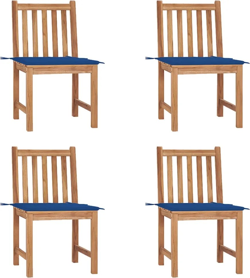 vidaXL Scaune de grădină cu perne, 4 buc., lemn masiv de tec