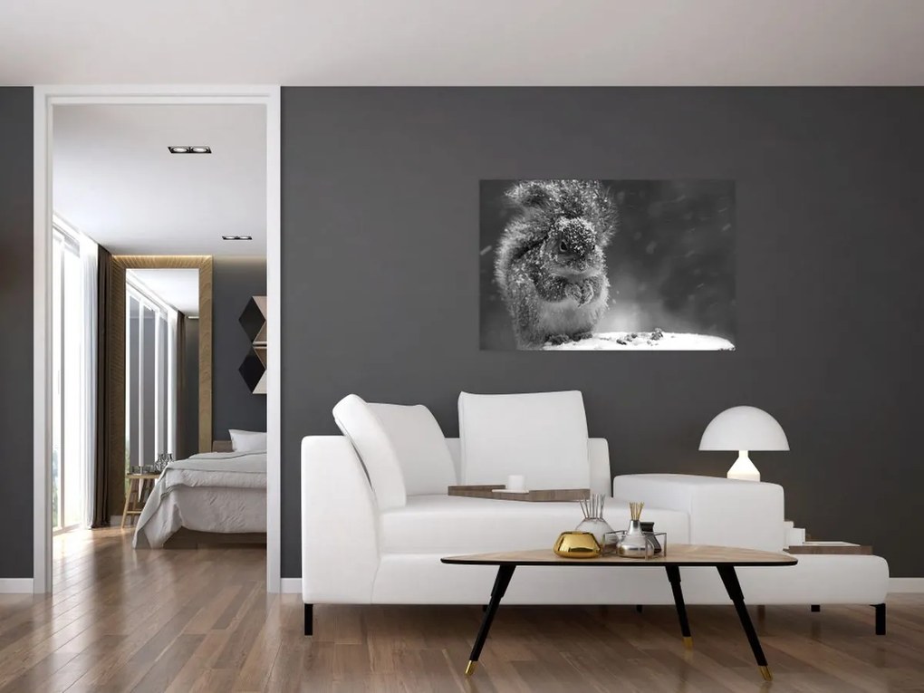 Tablou - Veveriță în timpul iernii (90x60 cm)