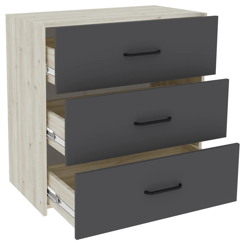 Set dormitor Malmo V4, Pat 200 x 140 cm, Stejar Alb/Antracit