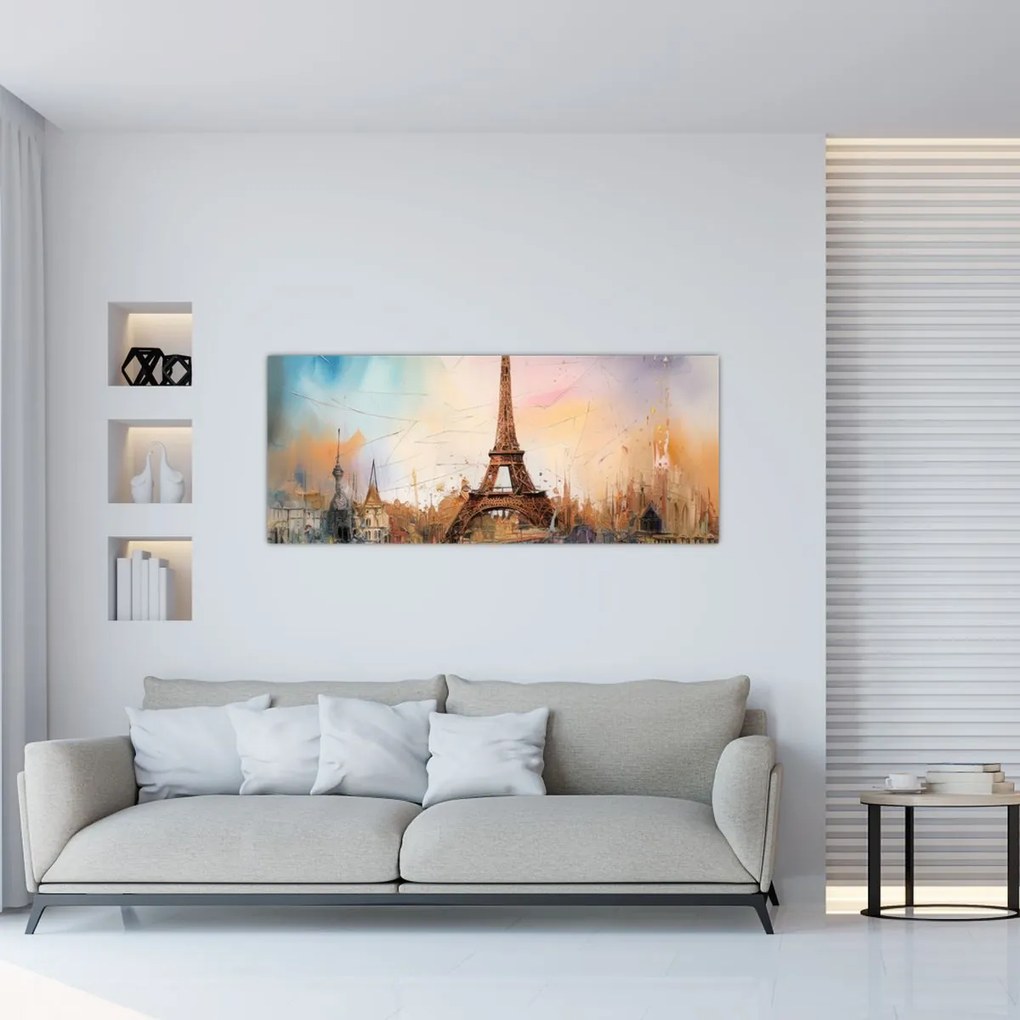 Tablou - Pictură a Turnului Eiffel (120x50 cm)
