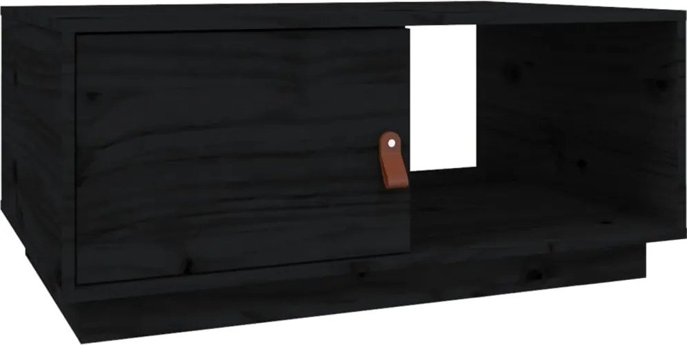 vidaXL Măsuță de cafea, negru, 80x50x35 cm, lemn masiv de pin