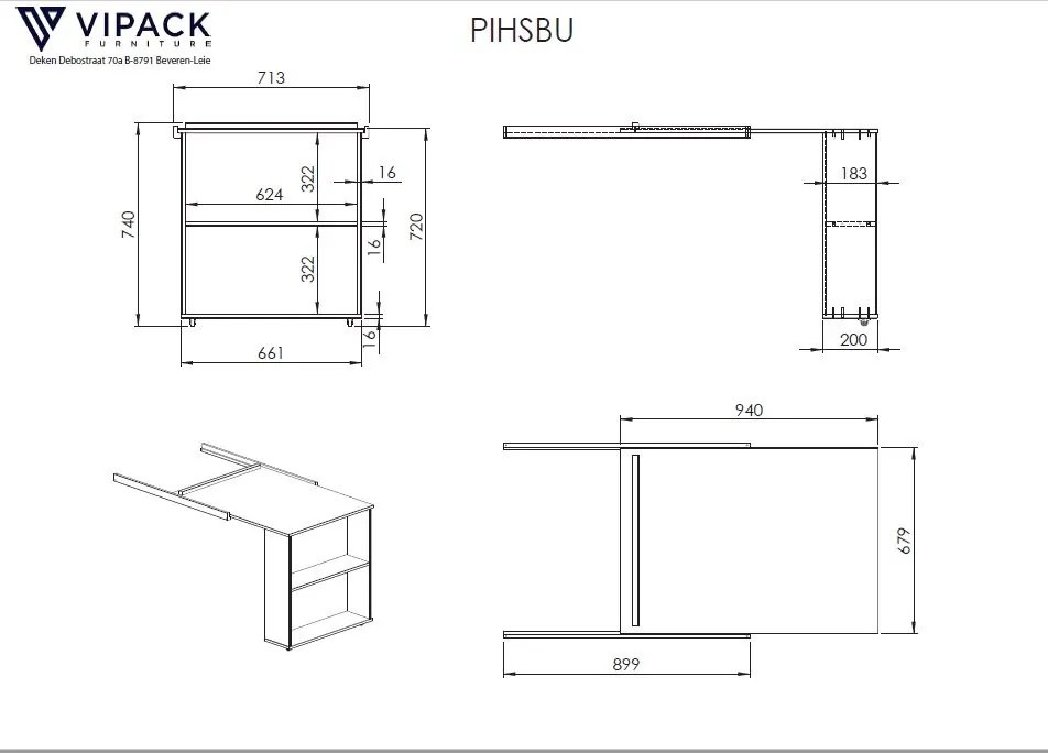 Set pat semi-supraetajat pentru copii SCOTT, alb, 90 x 200 cm, pin scandinav masiv, cu scară, birou glisant și comodă cu 3 sertare – Vipack