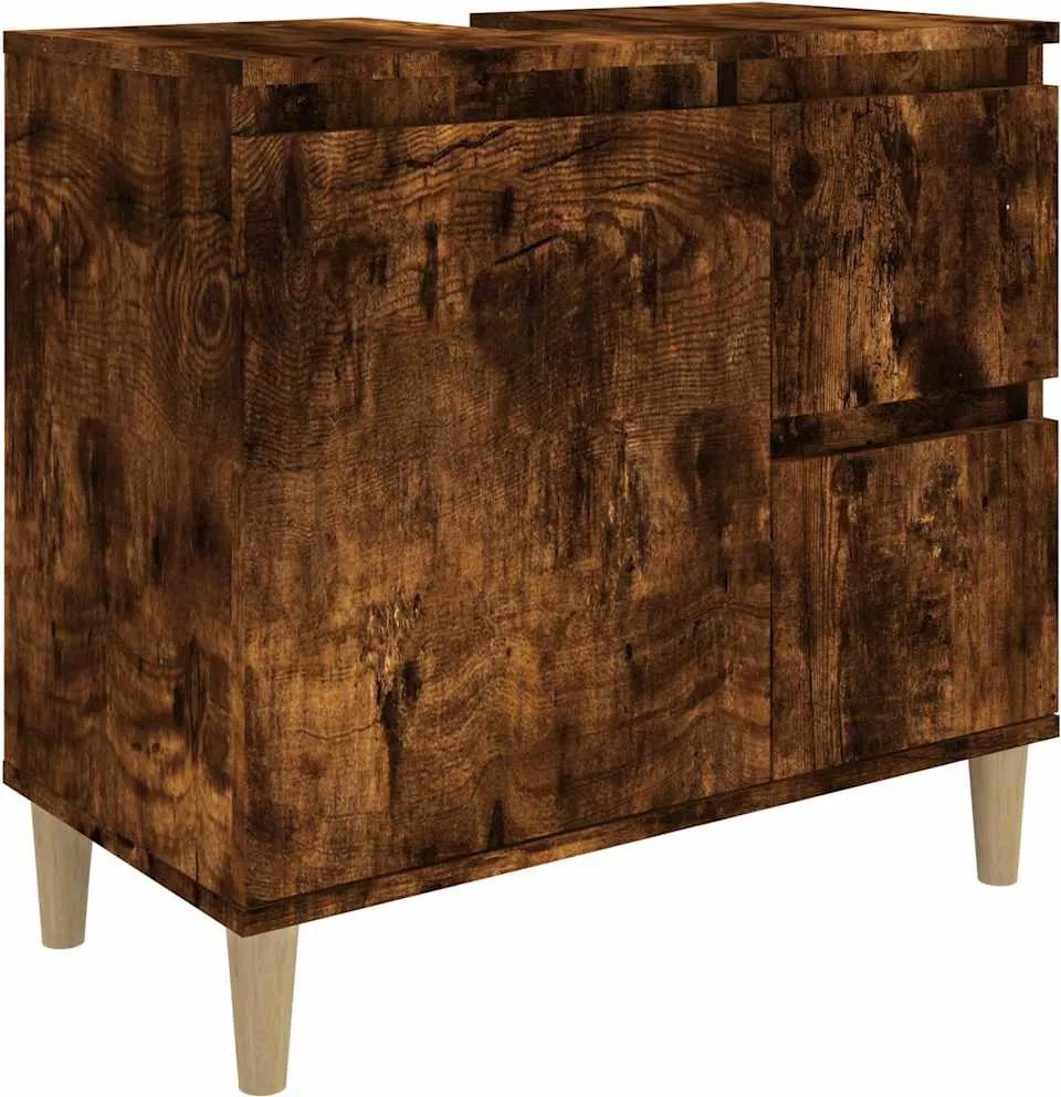 vidaXL Dulap de baie, stejar afumat, 65x33x60 cm, lemn prelucrat