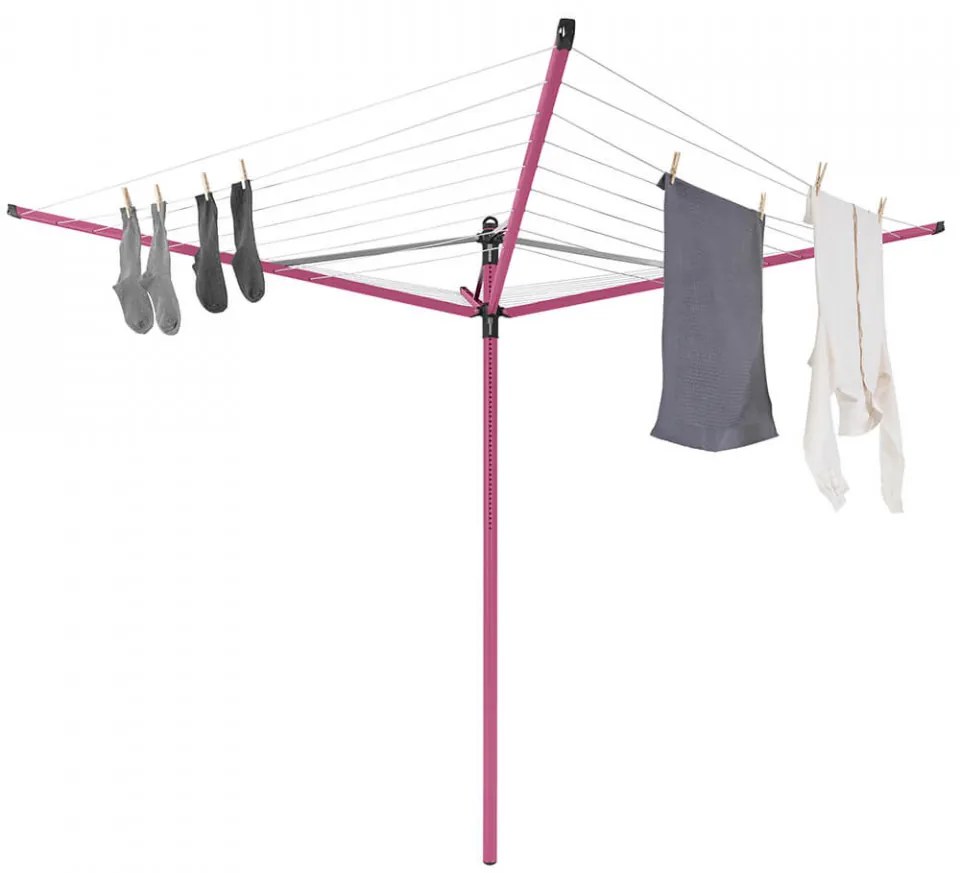 Uscator rufe exterior Brabantia Lift-O-Matic Outdoor 50m, ancora din metal, husă și geantă cu cleme, Spring Pink 1005640