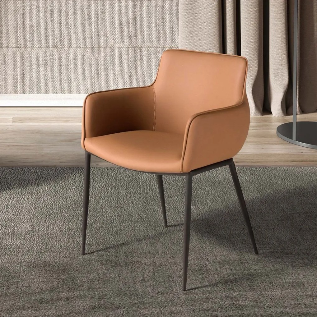 Scaun design LUX, Metal, Piele Sintetica Brown