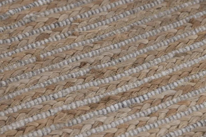 Covor din lână și iută împletit manual, maro natural, 120 x 180 cm, 2200 GSM, „Wool Jute Carpet Natural"