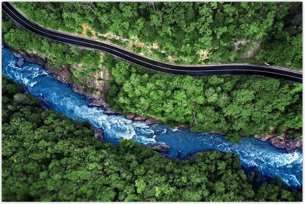 Tablou - Râu între munți, Caucaz, Rusia (90x60 cm)