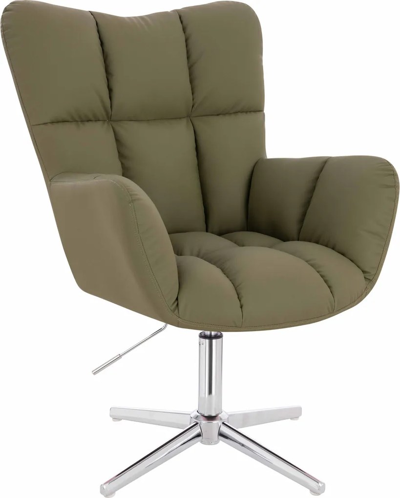 HR650CROSS Scaun Khaki Piele Ecologica Premium Soft cu Bază Cromata