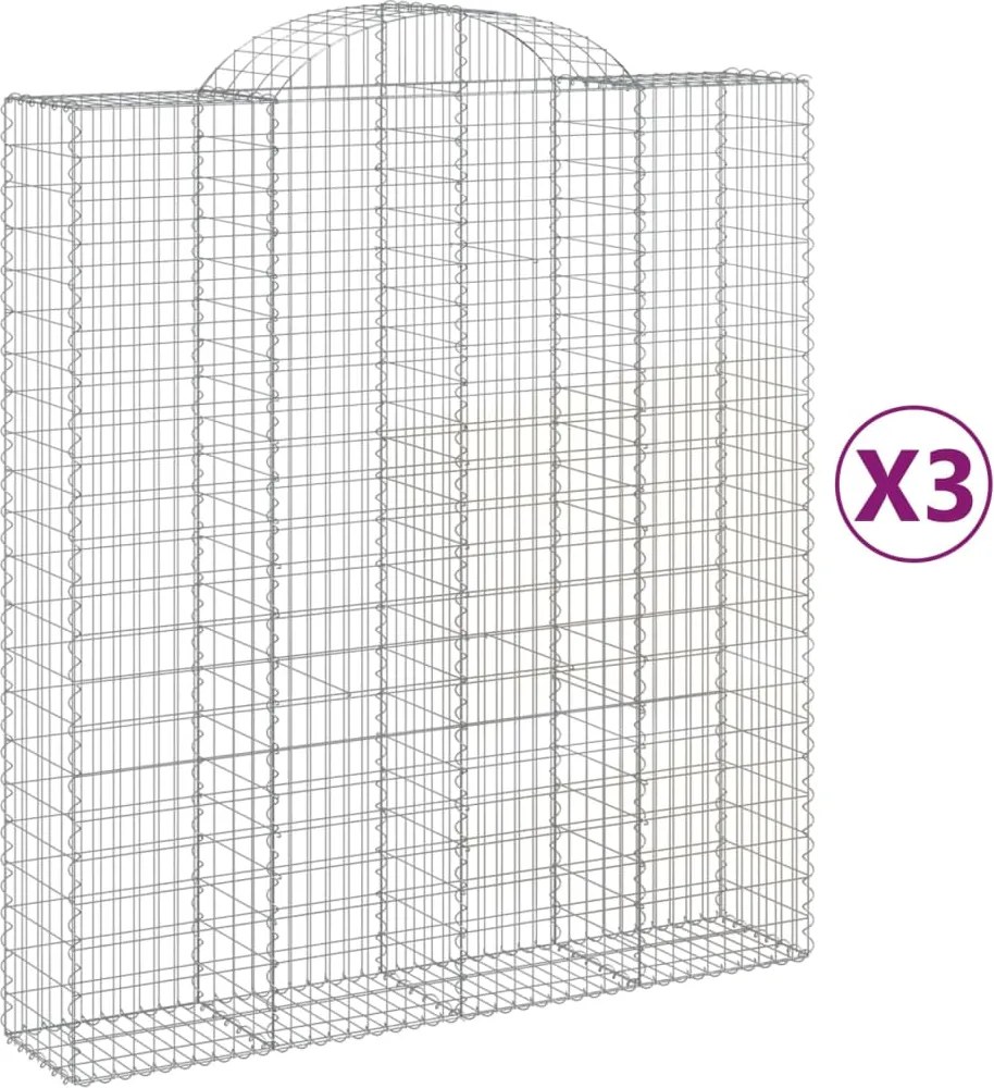 vidaXL Coșuri gabion arcuite, 3 buc, 200x50x220/240cm, fier galvanizat