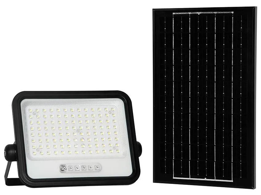 Proiector solar LED reglabil 200W 3,2V IP65 10000 mAh, negru, cu telecomandă