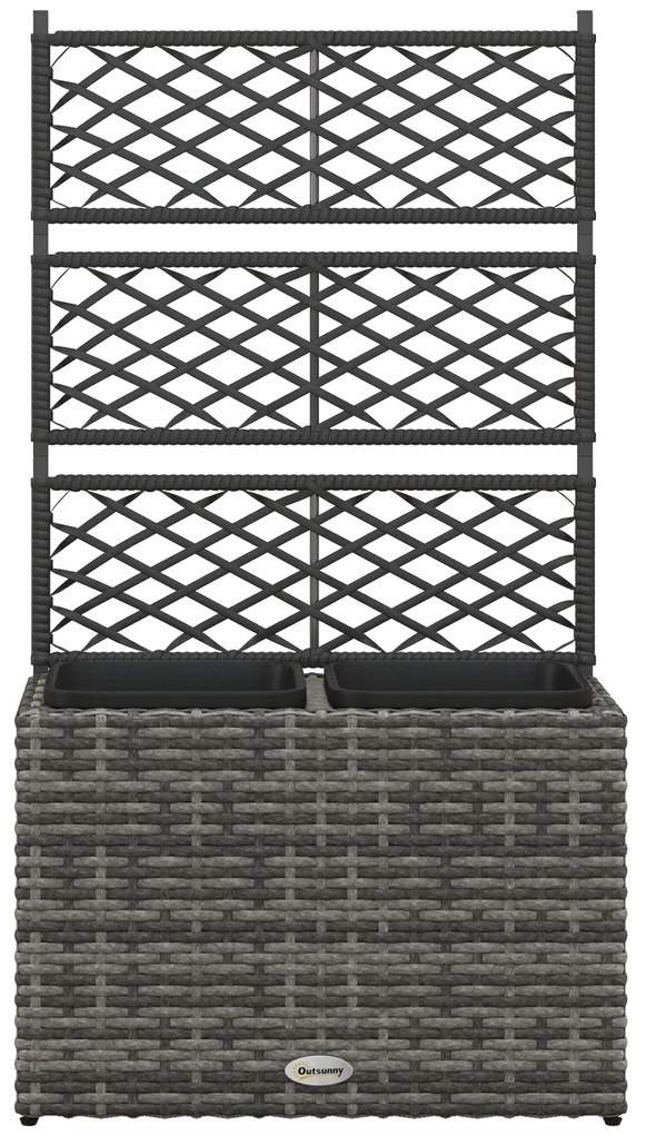 Outsunny Pat de Flori Autoportant cu Două Cutii pentru Plante, Ideal pentru Grădină, Design Modern, 57x30x107cm, Mixt Gri | Aosom Romania