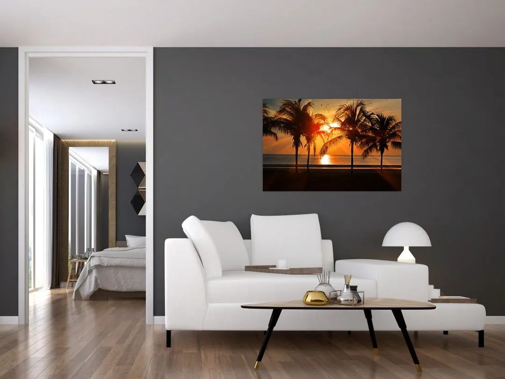Tablou cu palmier în apus de soare (90x60 cm)