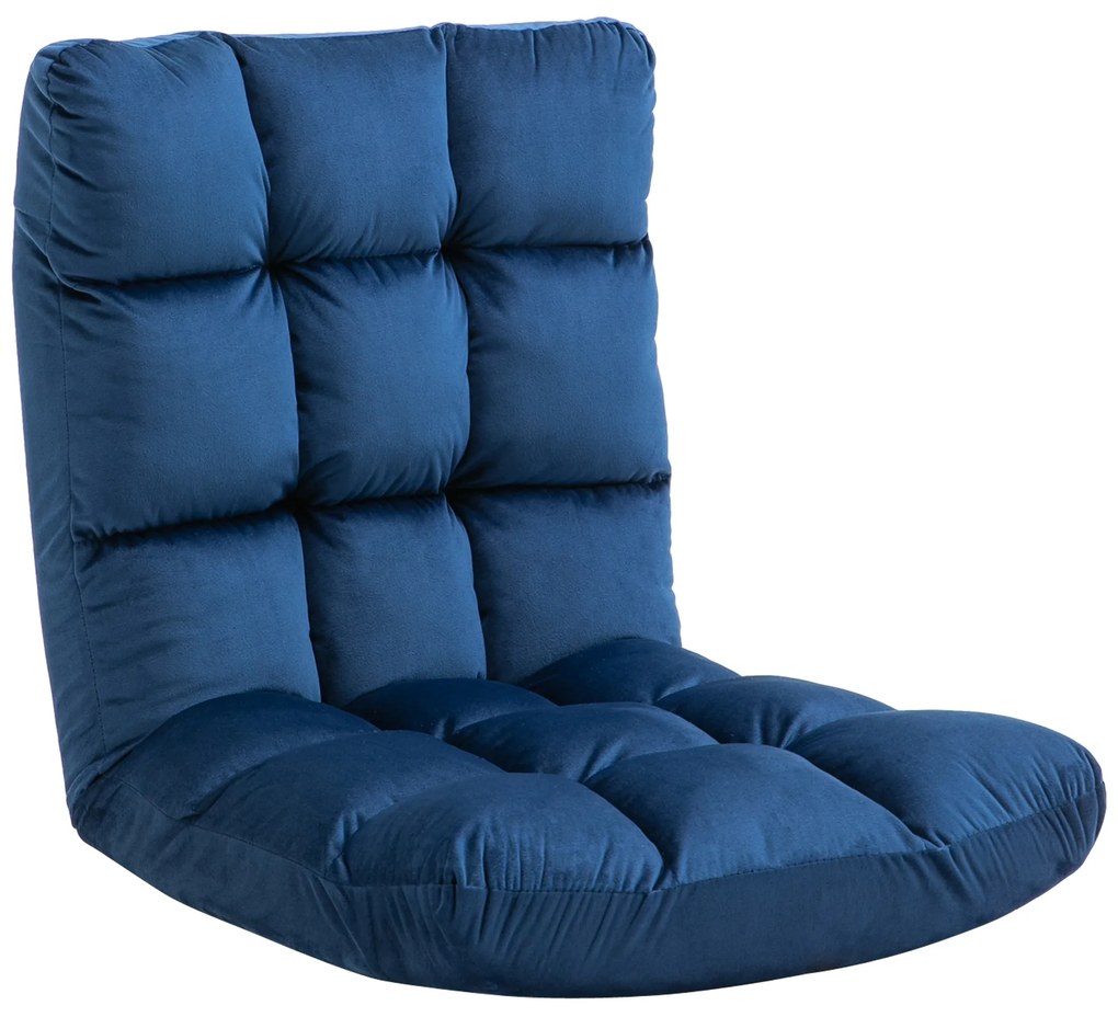 HOMCOM Fotoliu Convertibil Fotoliu Leneș Mare Confort Inclinație Spătar Multipozitii 90°-180° Flanelă de Poliester Tapițat Albastru Regal | Aosom Romania