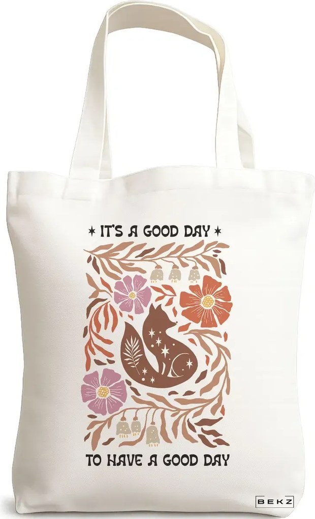 Sacosa de Panza pentru Cumparaturi, Geanta Tote Boho Style 5, 38x34.5 cm, Alba, BEKZ®