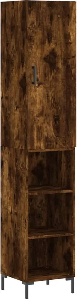 vidaXL Dulap înalt, stejar fumuriu, 34,5x34x180 cm, lemn prelucrat