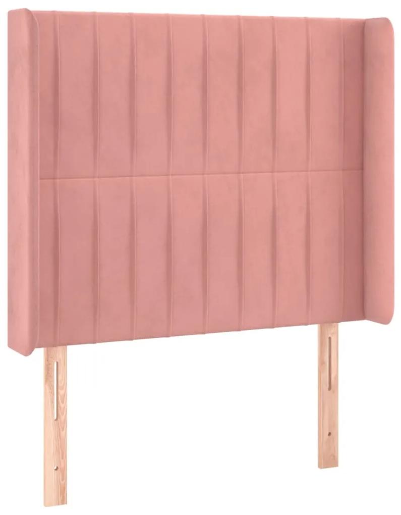 3119865 vidaXL Tăblie de pat cu aripioare, roz, 103x16x118/128 cm, catifea