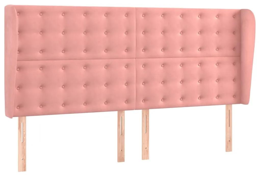 3118455 vidaXL Tăblie de pat cu aripioare, roz, 183x23x118/128 cm, catifea