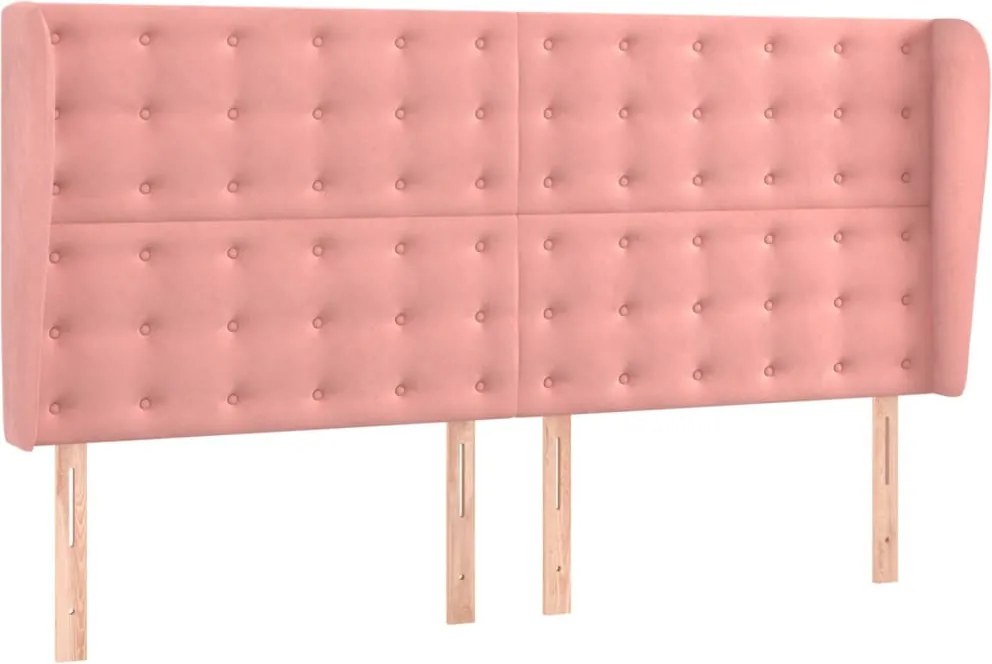 vidaXL Tăblie de pat cu aripioare, roz, 183x23x118/128 cm, catifea