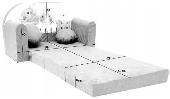 Canapea extensibilă gri pentru copii 98 x 170 cm Merry Hedgehog