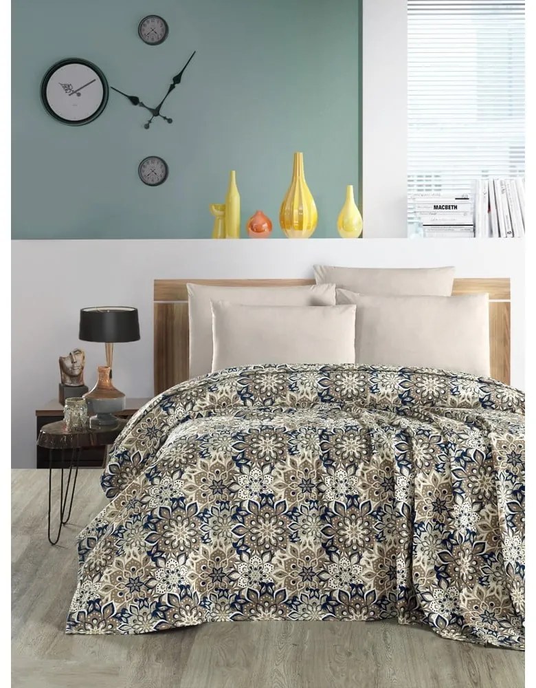 Cuvertură maro din bumbac 200x230 cm Pique – Mila Home