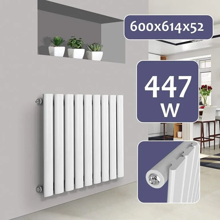 Radiator orizontal, conexiune centrală, 600 x 614 x 52 mm
