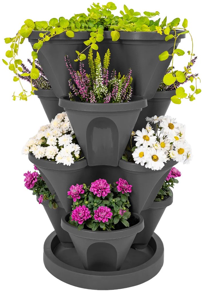 Cascadă pentru flori 4Home din 4 piese, antracit, 4 etaje