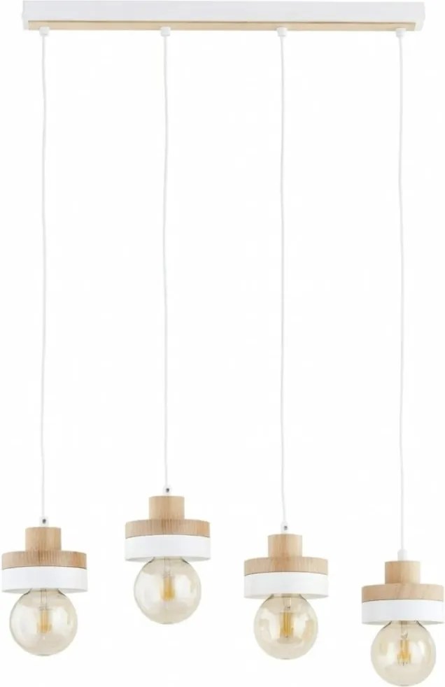 Lustră LARSO cu cablu 4xE27/15W/230V alb/bej