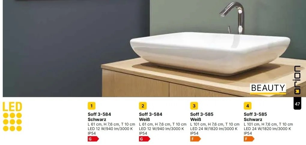 Aplica LED pentru baie moderna IP54 BEAUTY L-101cm negru