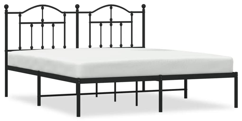 353442 vidaXL Cadru de pat metalic cu tăblie, negru, 160x200 cm