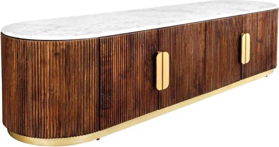 Comoda TV design retro, Lemn, Marmura alba, GATSBY 170cm