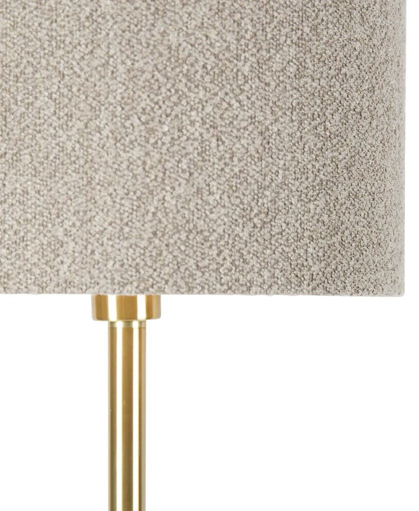Lampă de podea alamă cu abajur boucle taupe 35 cm - Simplo