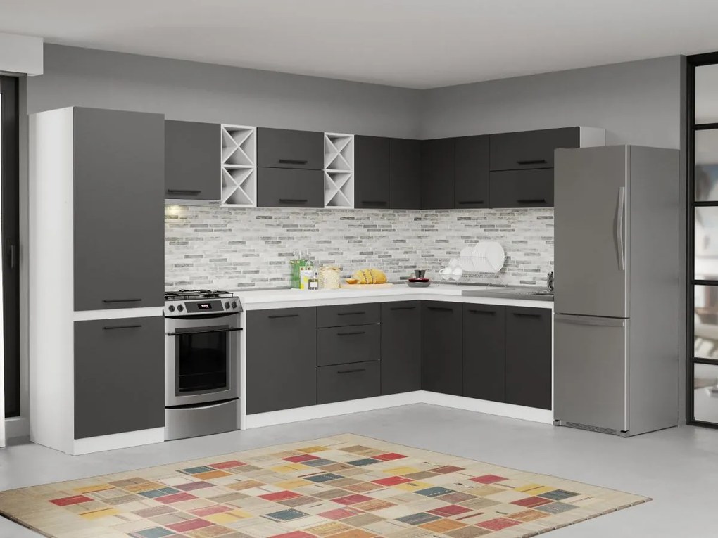 Mobila Bucatarie Gri / Alb C60 Bold 340×180 cm
