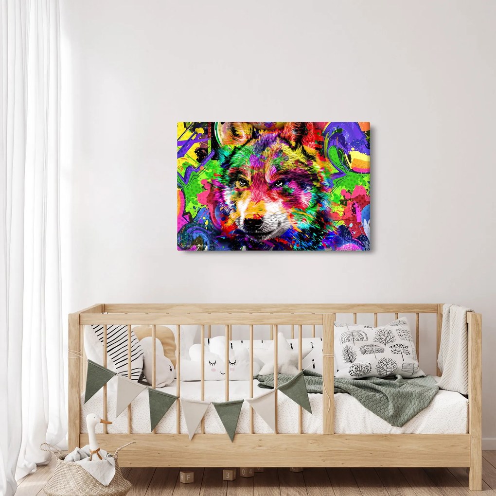 Tablou - Lupul cu graffiti (90x60 cm)